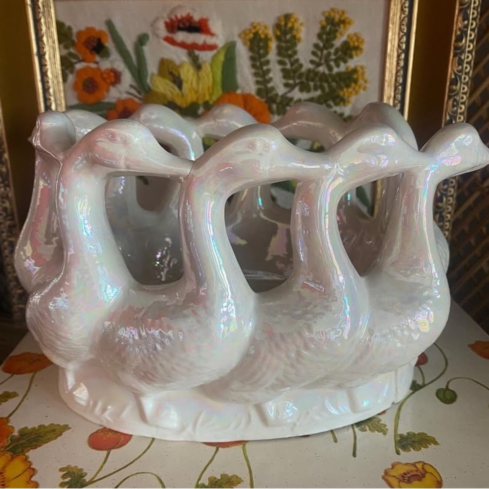 Vintage White Ceramic Goose decor